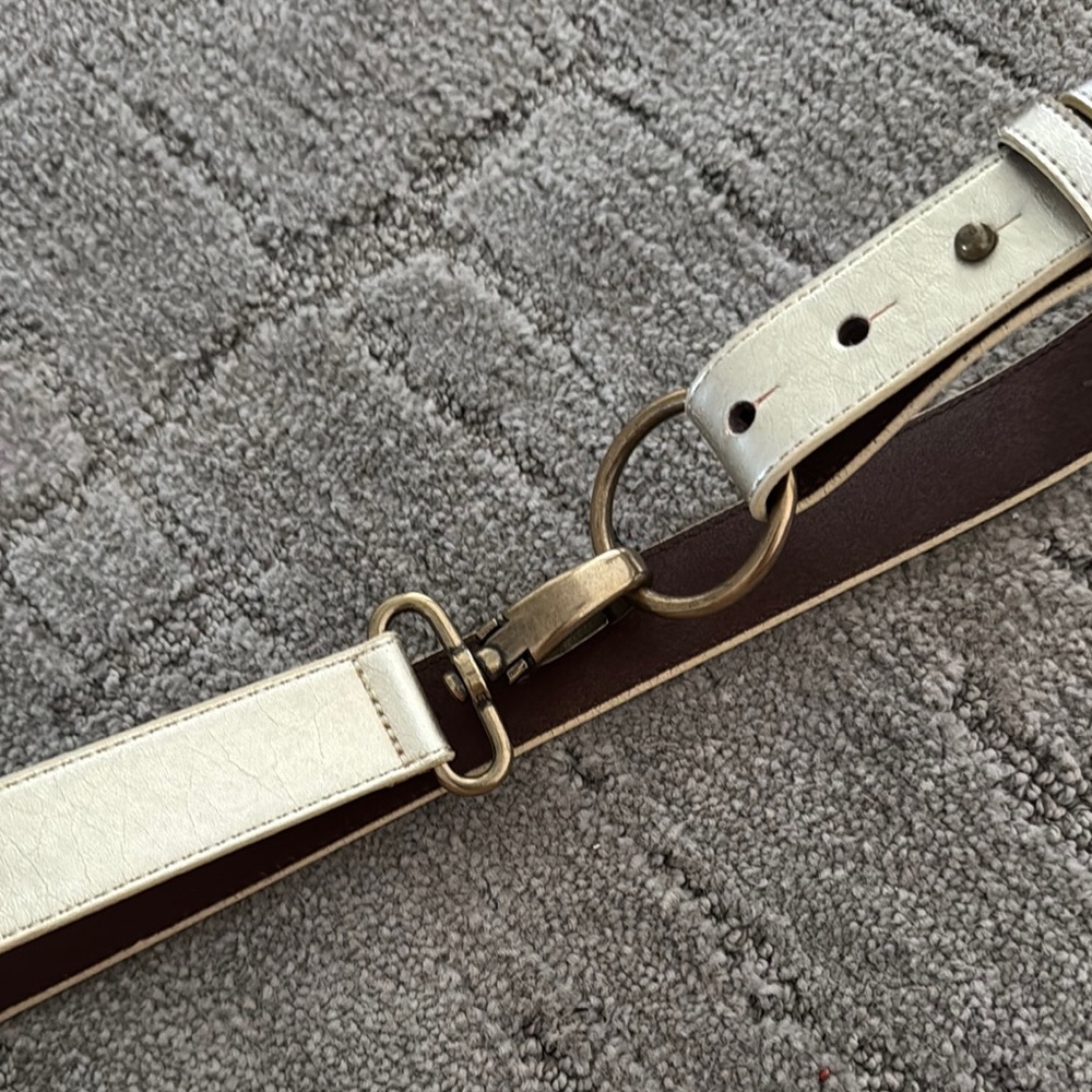 Gold Leather Belt with Brass Buckle